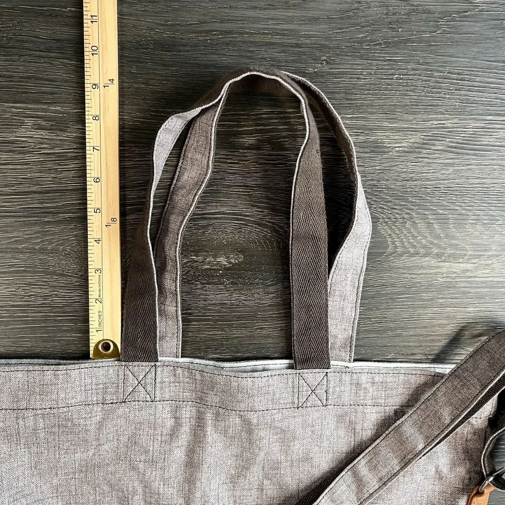 Thirty One Retro Metro Mocha Crosshatch‎ Crossbody Bag Tote NWOT Boho Academia